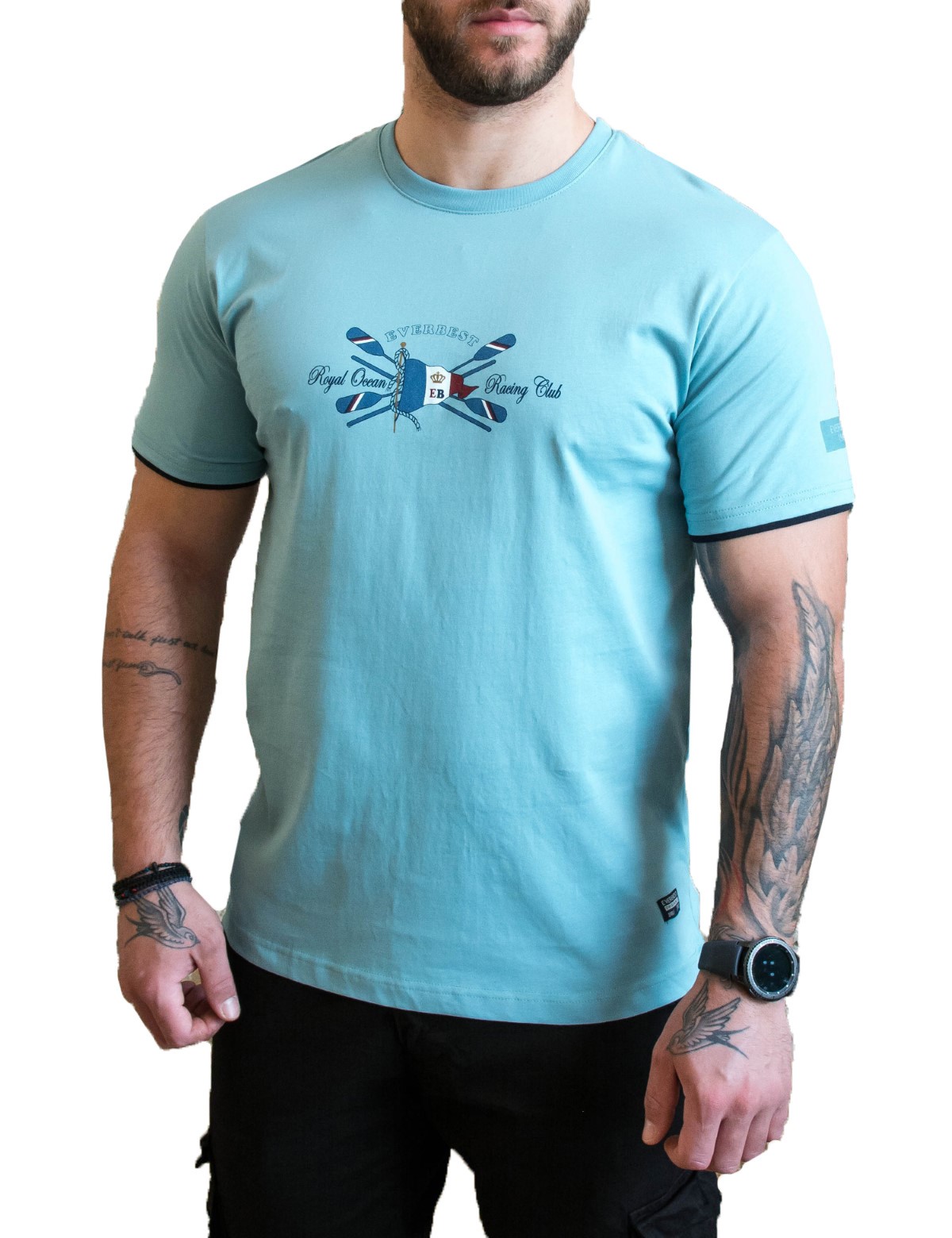Everbest ανδρικό γαλάζιο Plus Size Tshirt με τύπωμα 222816 φωτογραφία